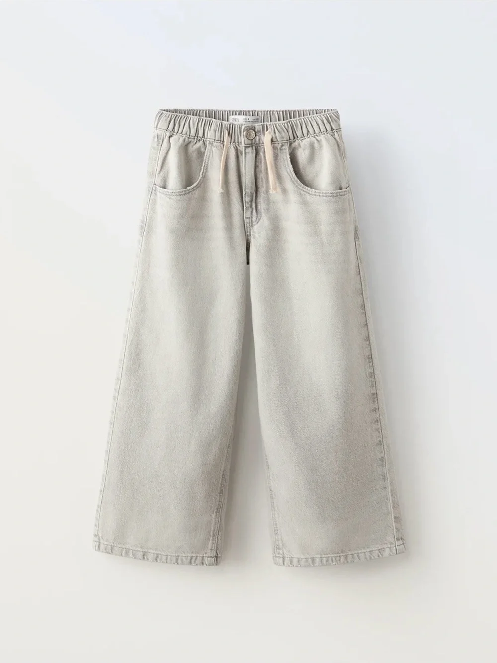 Zara Girls Wide-Leg Jeans in Light Grey size 7